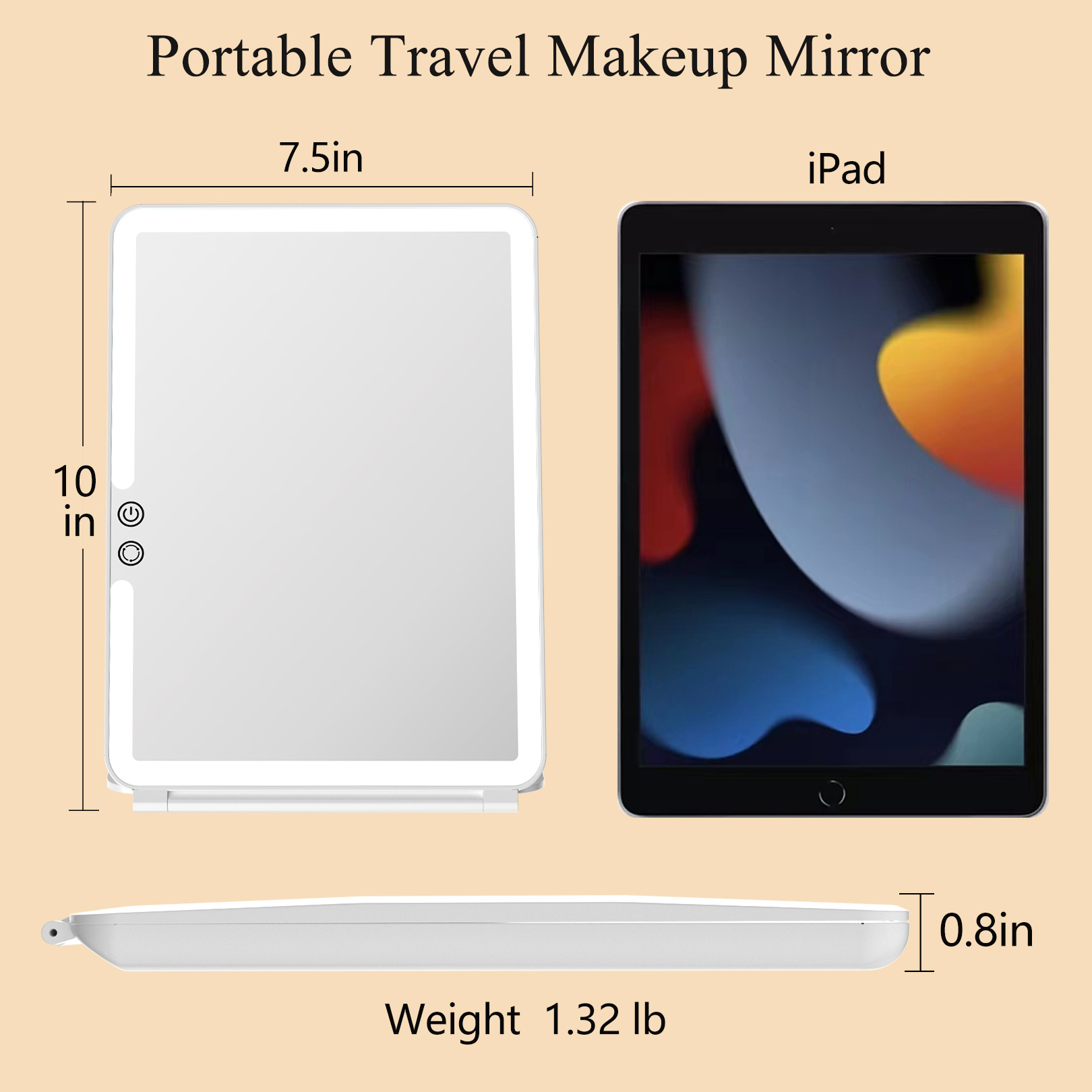 Touch Screen Dimming Folding Up Rechargeable Travel Makeup Mirror