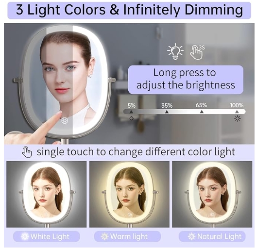 Rechargeable Wall Mounted Lighted Oval Frame Shaving Light up Mirror