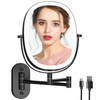 Rechargeable Wall Mounted Lighted Makeup Vanity Mirror with Double Sided 1X/7X 