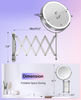 Rechargeable Wall Mounted Makeup Mirror - Extendable Accordion Bathroom Mirror - Chrome