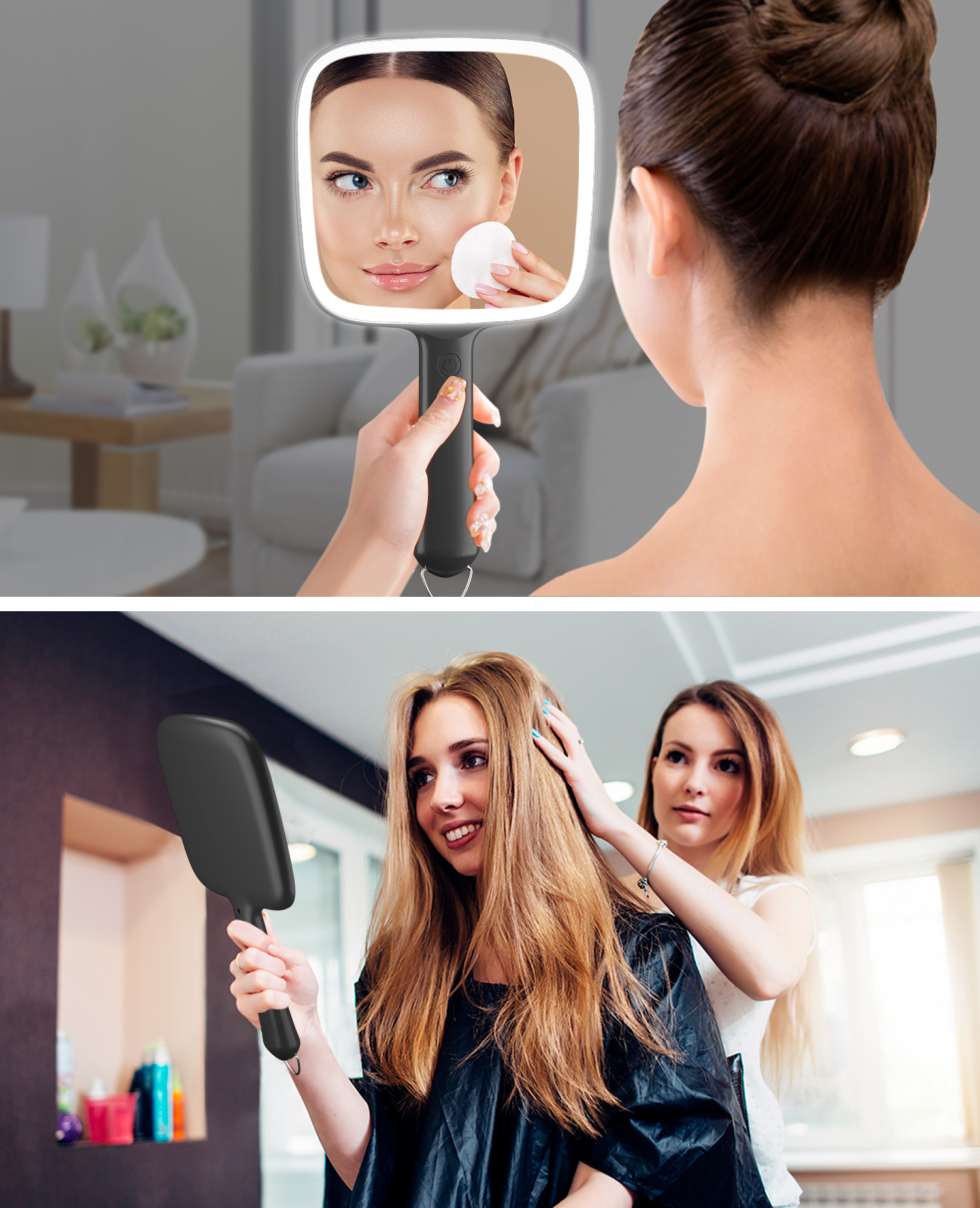 Lighted Handheld Mirror, Lightweight & Durable Battery Operated