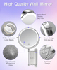 Rechargeable Wall Mounted Makeup Mirror - Extendable Accordion Bathroom Mirror - Chrome