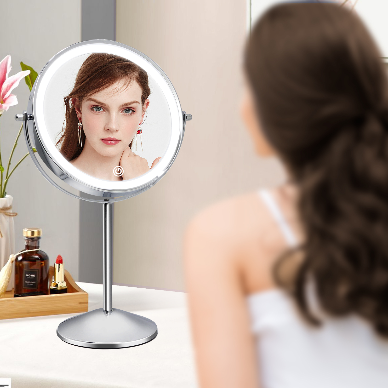 Beauty Double-sided Mirror with 10x Magnification