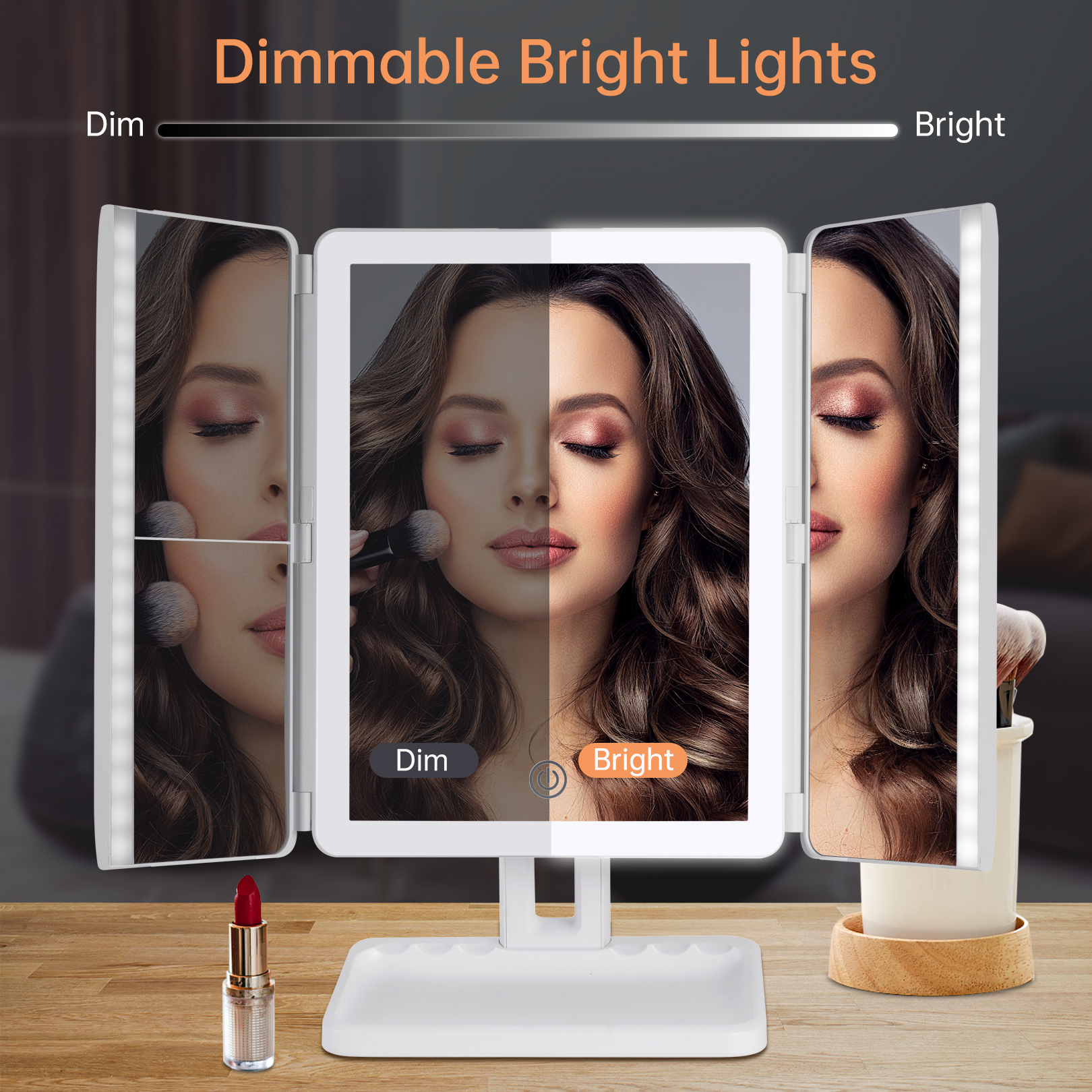 Vanity Magnified Mirror with 3 Color And Lighted Magnified Mirror