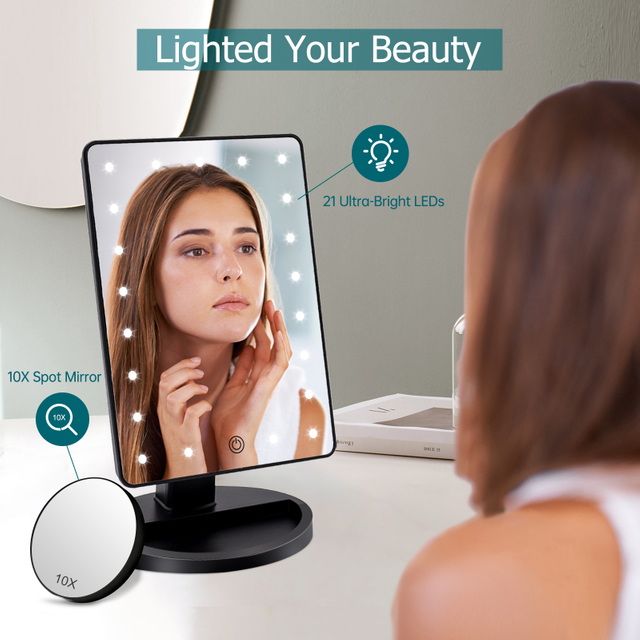 Lighted Makeup Vanity Mirror with 10X Magnifying