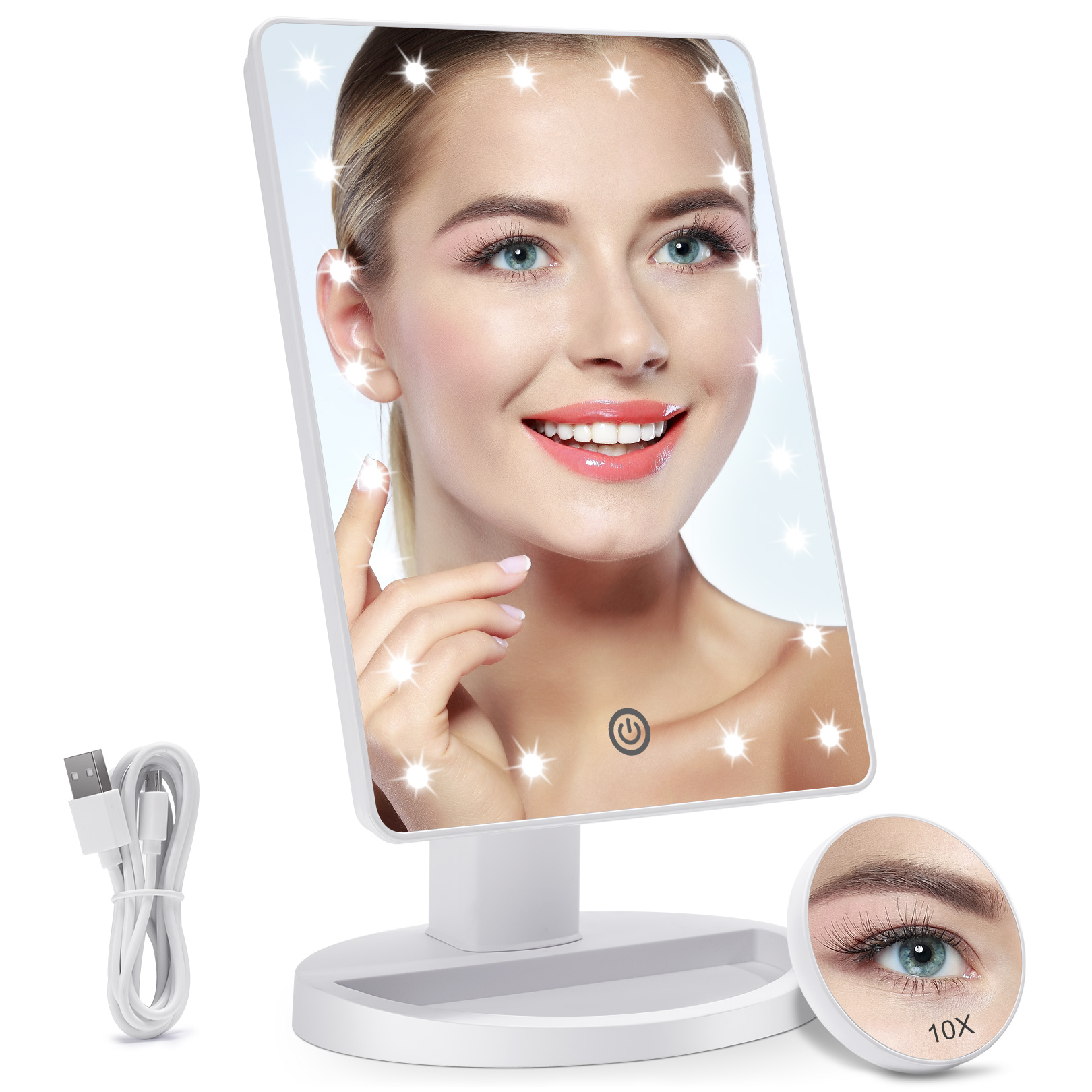 Lighted Makeup Vanity Mirror with 10X Magnifying Mirror Portable