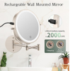 Rechargeable Wall Mounted with Lights Extension Arm 360 Rotation Wall Makeup Mirror