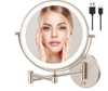 Rechargeable Wall Mounted with Lights Extension Arm 360 Rotation Wall Makeup Mirror