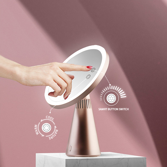 Moon Mirror LED Desktop and Desk Lamp Makeup Mirror with Bluetooh