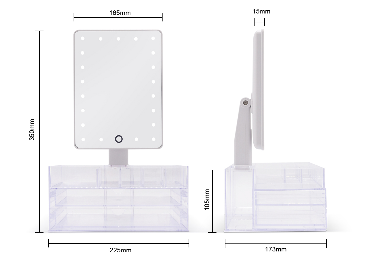 Built-in 21 pieces bright adjustable Led cosmetic mirror with storage box