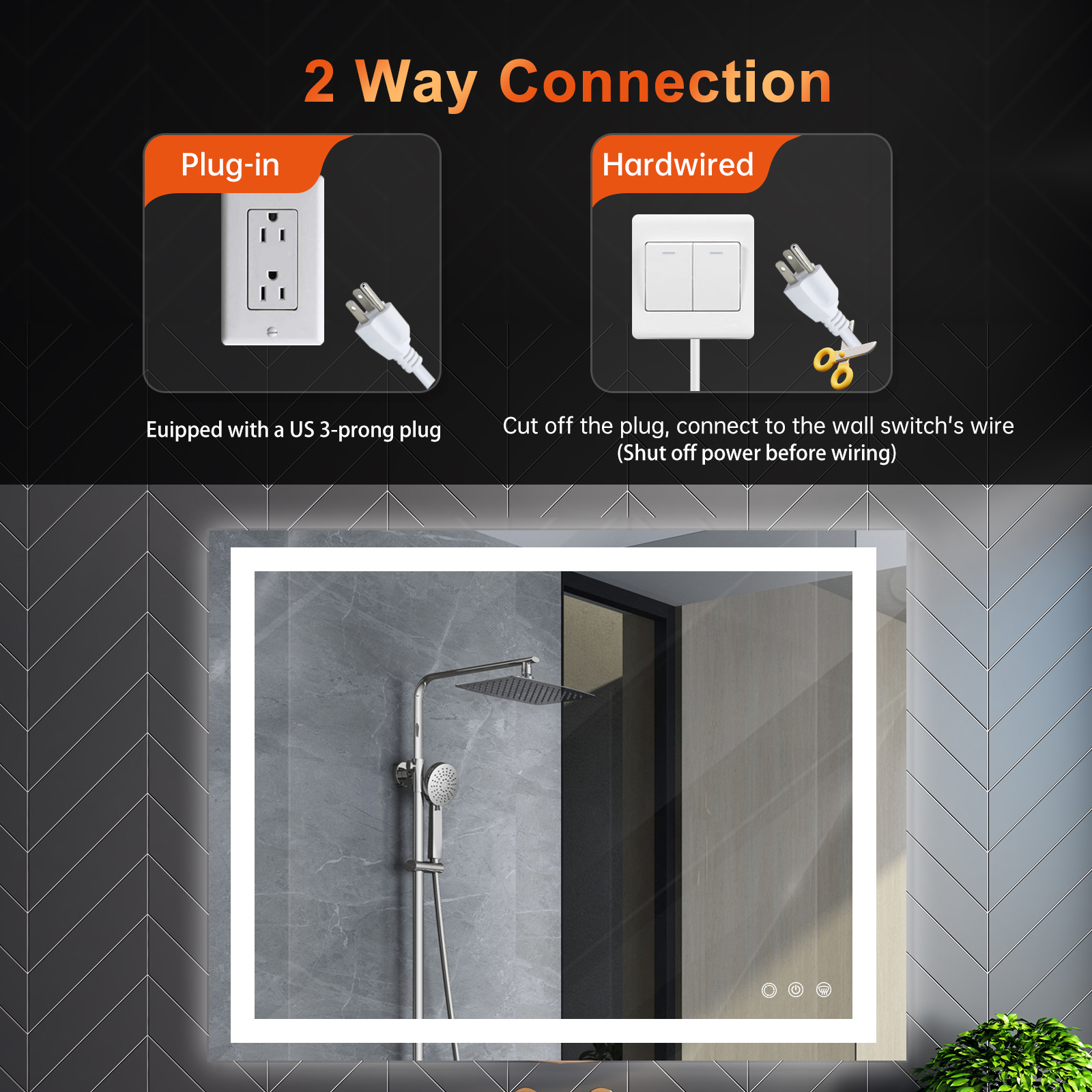 Horizontal/Vertical20x28 Inch LED Bathroom Mirror - Anti-Fog LED Mirror for Bathroom