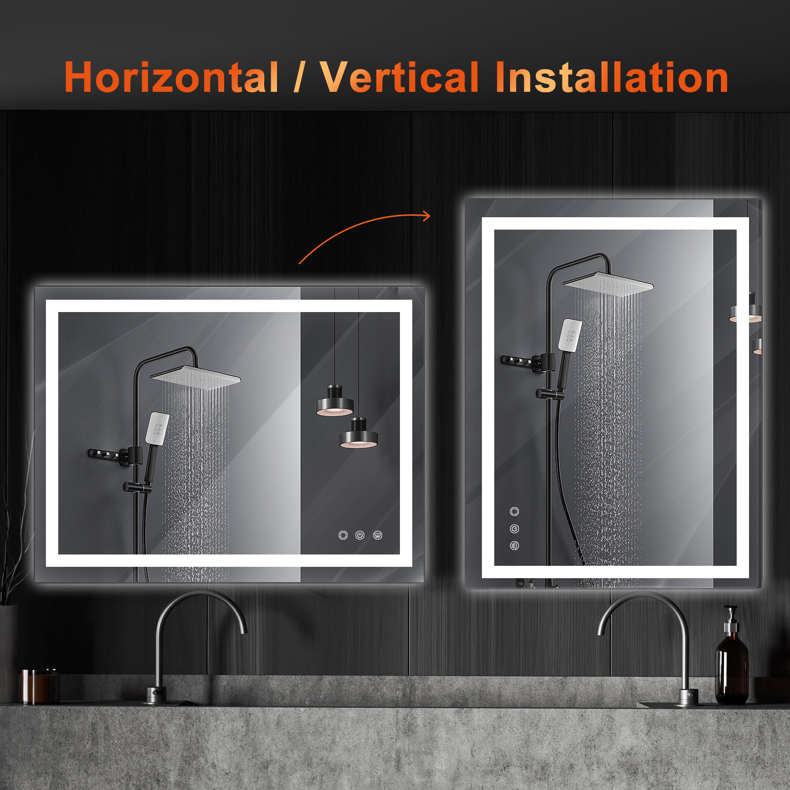 Horizontal/Vertical20x28 Inch LED Bathroom Mirror - Anti-Fog LED Mirror for Bathroom