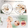 Rechargeable Wall Mounted with Lights Extension Arm 360 Rotation Wall Makeup Mirror