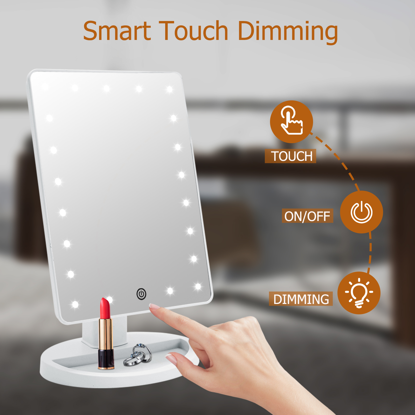 Lighted Makeup Vanity Mirror with 10X Magnifying Mirror Portable