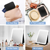 180 ° Rotating LED Cosmetic Mirror with Padded Leather Cover Suppor