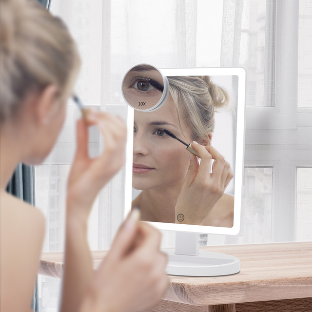 Oversized Lighted Cosmetic Makeup Mirror for Desk